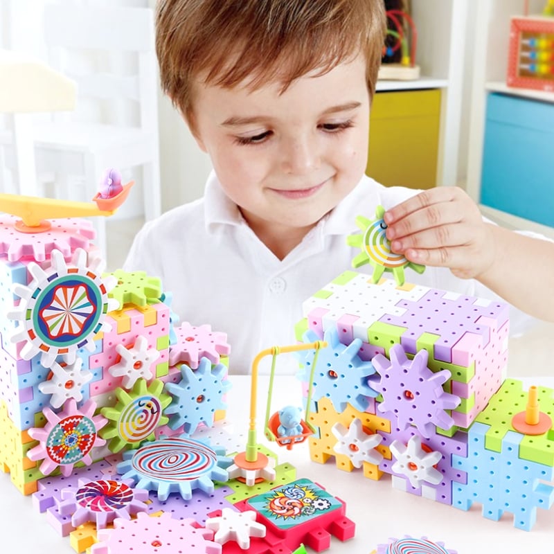 Coffret de construction éducatif : engrenages électriques