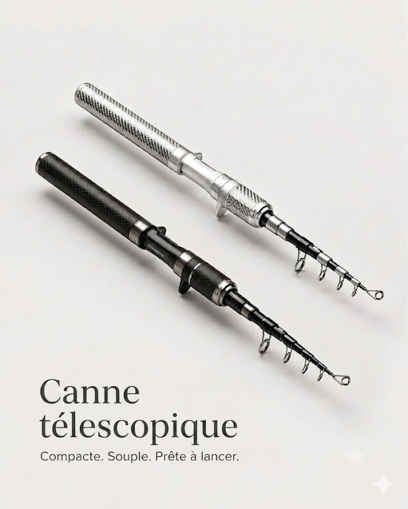 Canne à pêche de poche en fibre de carbone : Canne à pêche télescopique