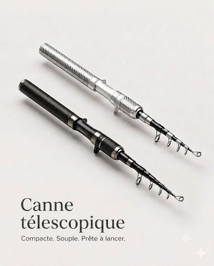 Canne à pêche de poche en fibre de carbone : Canne à pêche télescopique