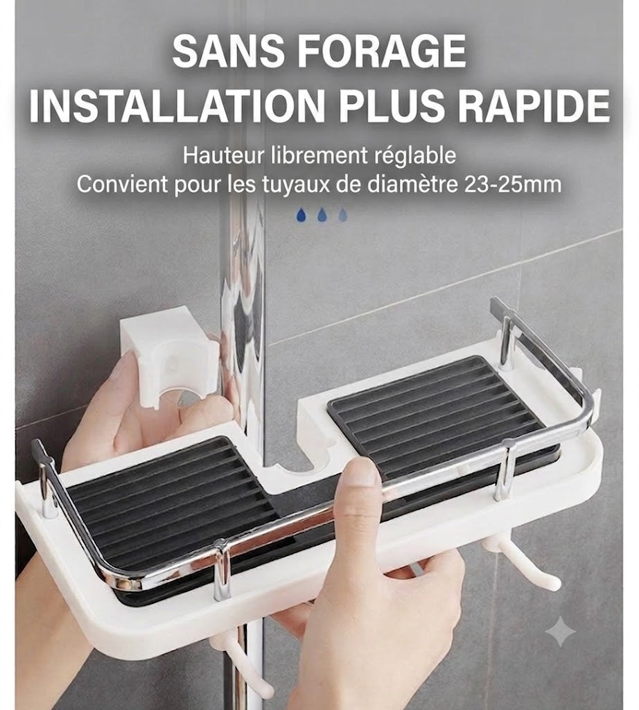 Barre de douche avec tablette pour salle de bain