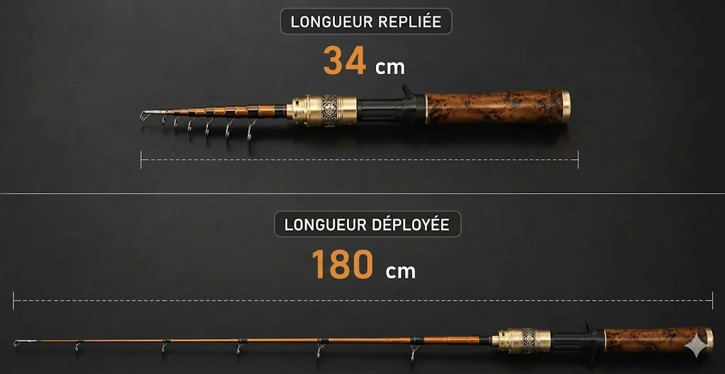 Canne à pêche de poche en fibre de carbone : Canne à pêche télescopique