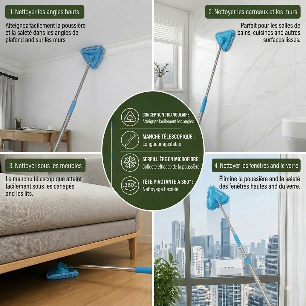 🔥 Temps limité : 50% DE RÉDUCTION❗️❗️ Balai mural triangulaire extensible pour les coins difficiles d'accès