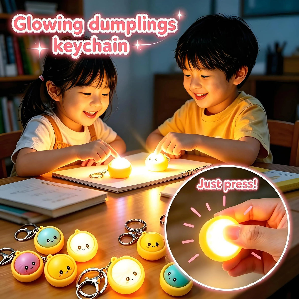 Porte-clés baozi lumineux mignon et amusant avec cuiseur vapeur