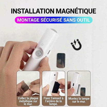 Lampe intelligente magnétique avec éclairage RGB – Lampe rechargeable à détecteur de mouvement pour placard, escalier et éclairage d'ambiance
