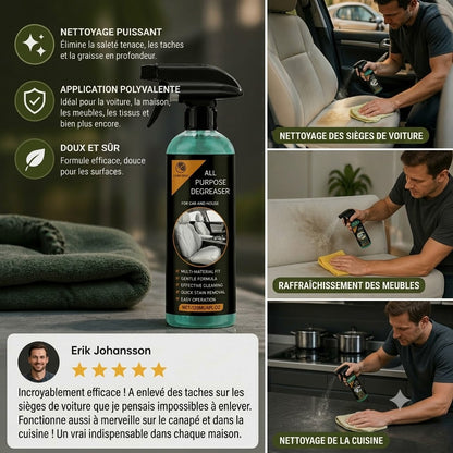 Spray de nettoyage multifonction pour voiture – Détachant puissant et la solution ultime contre les saletés tenaces