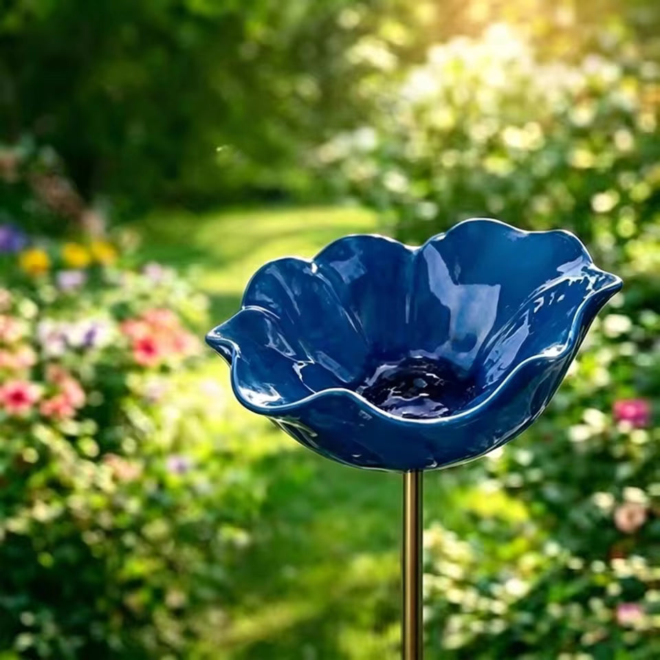 Bain d'oiseaux fait main en forme de graine de fleur – Décoration de jardin unique et abreuvoir pour oiseaux