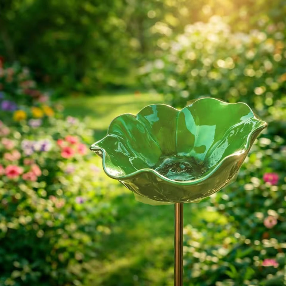 Bain d'oiseaux fait main en forme de graine de fleur – Décoration de jardin unique et abreuvoir pour oiseaux