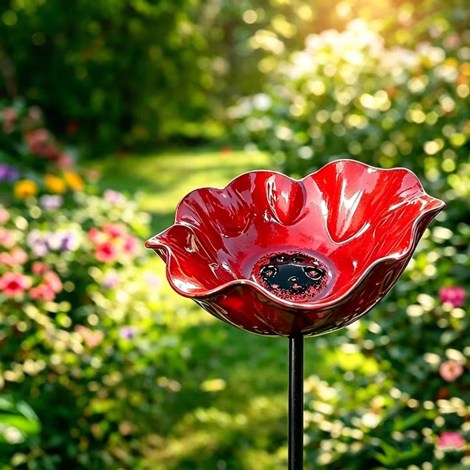 Bain d'oiseaux fait main en forme de graine de fleur – Décoration de jardin unique et abreuvoir pour oiseaux
