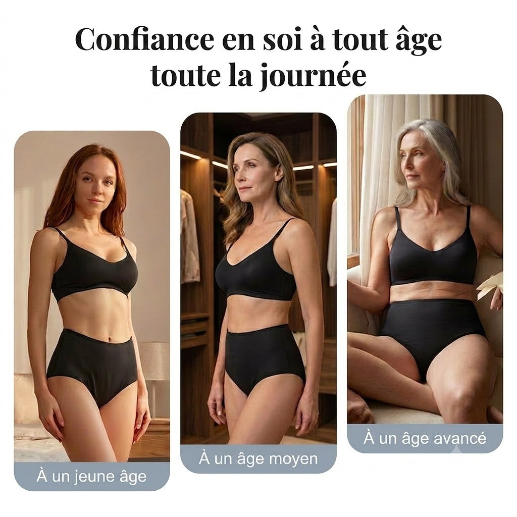 Culotte de règles étanche à taille haute avec protection avant et arrière – Protection efficace contre les fuites latérales