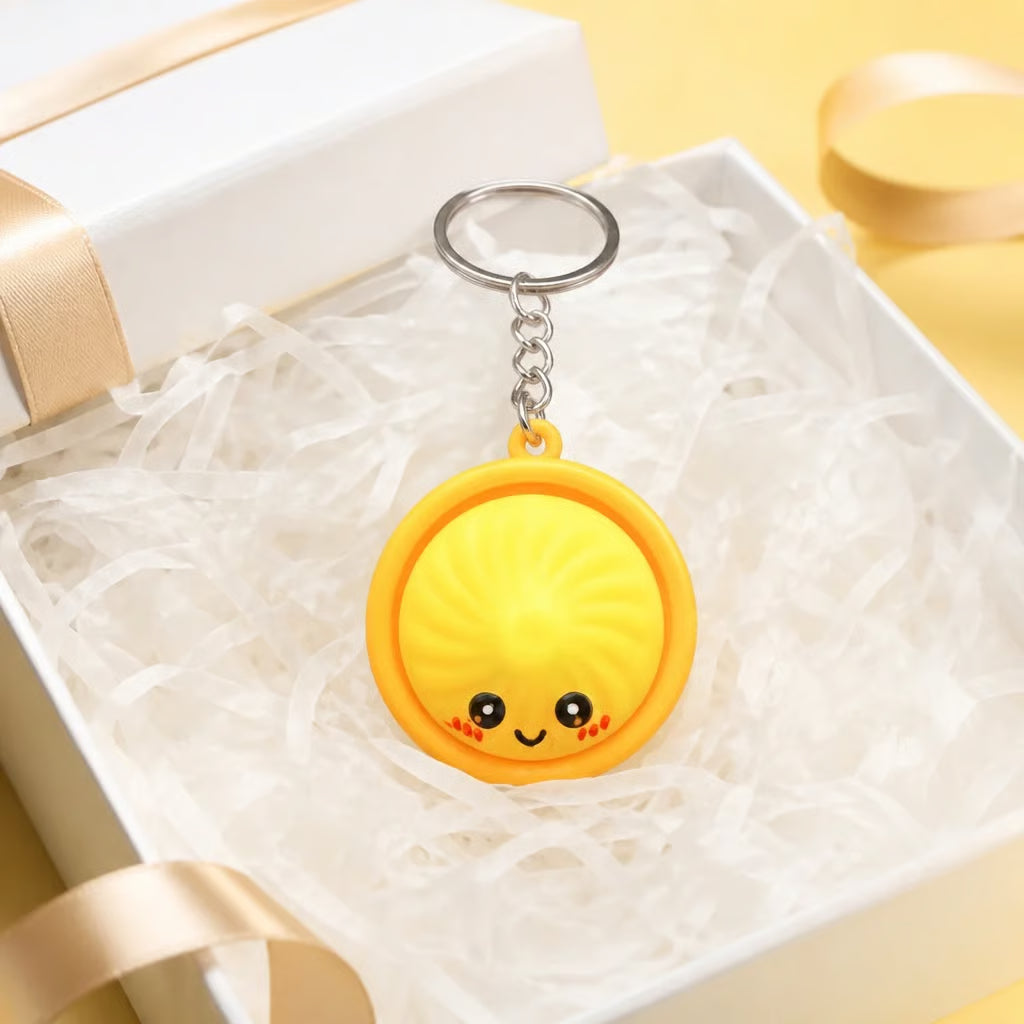 Porte-clés baozi lumineux mignon et amusant avec cuiseur vapeur