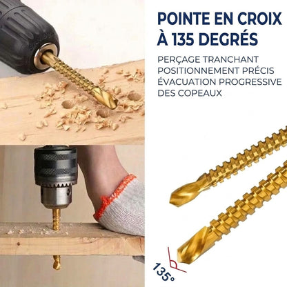 Coffret de forets revêtus de titane – Forets à métaux HSS durables pour bois, plastique et métal