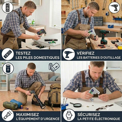 Testeur de pile numérique avec écran LCD – Mesure la capacité des piles AA, AAA, C, D, 9V et bouton 🔋