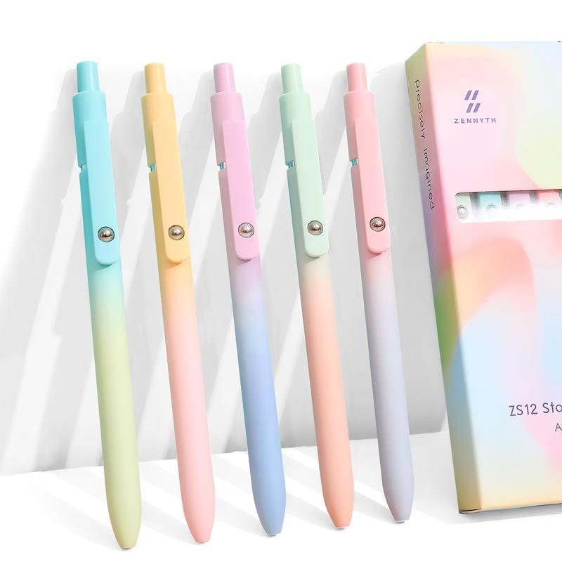 Set de stylos gel de luxe (5 pièces) - Design dégradé esthétique - Encre à séchage rapide de 0,5 mm