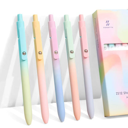 Set de stylos gel de luxe (5 pièces) - Design dégradé esthétique - Encre à séchage rapide de 0,5 mm