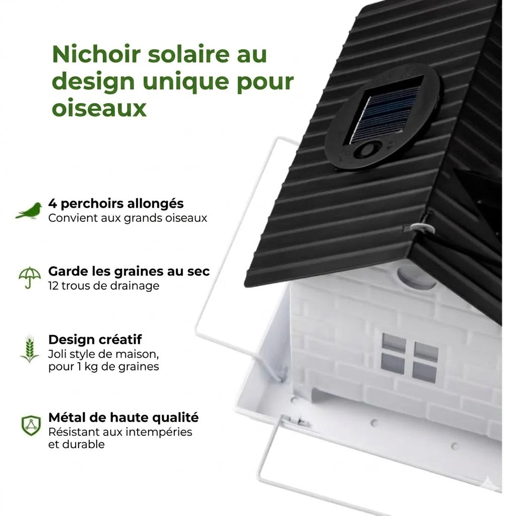 🕊️ Nichoir à oiseaux à énergie solaire - Éclairage automatique