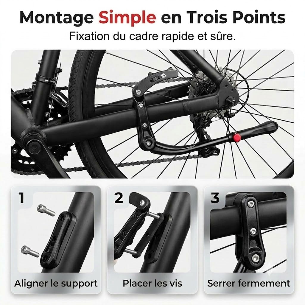 🚲 Béquille de vélo réglable | Adaptée aux vélos de 24 à 29 pouces
