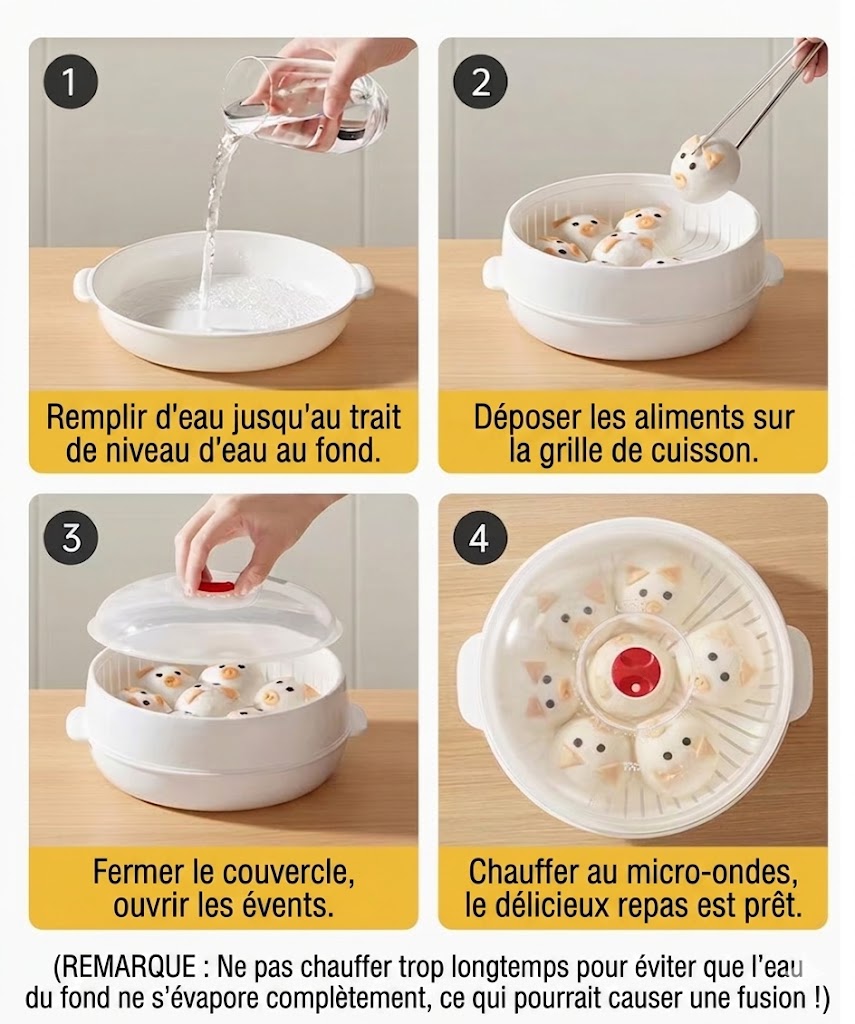 Cuit-vapeur micro-ondes multifonction - Avec fonction maintien au chaud - Cuisine saine & vapeur