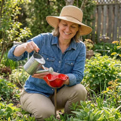 Bain d'oiseaux fait main en forme de graine de fleur – Décoration de jardin unique et abreuvoir pour oiseaux