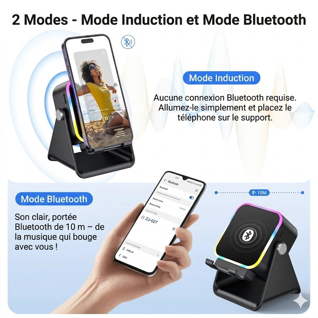 Haut-parleur à induction sans fil et support de téléphone