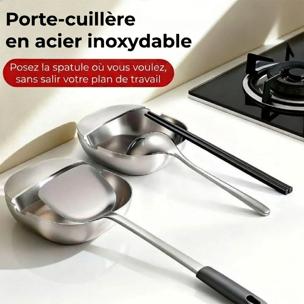 Repose-cuillère de luxe en acier inoxydable pour comptoir de cuisine – Porte-louche de haute qualité