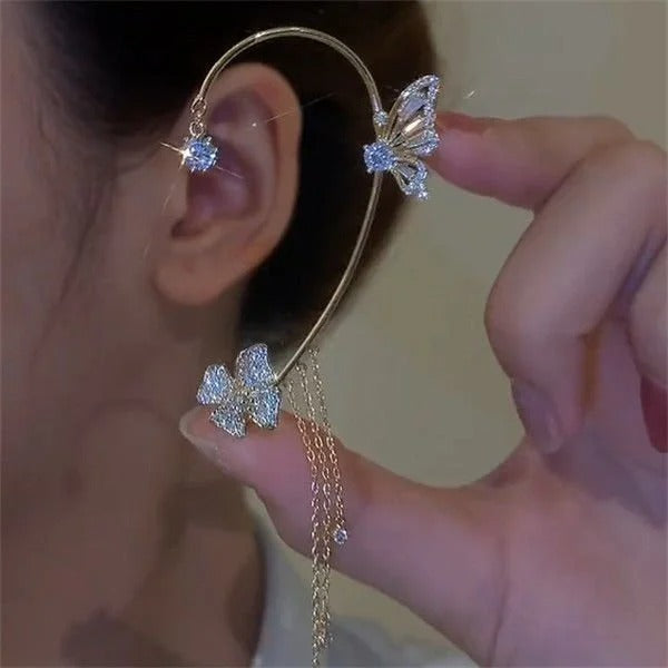 Boucles d'oreilles à clips simples avec papillons, motifs floraux et pompons – Élégantes, confortables et sans perçage