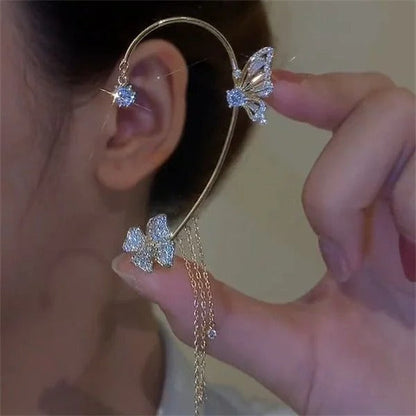 Boucles d'oreilles à clips simples avec papillons, motifs floraux et pompons – Élégantes, confortables et sans perçage