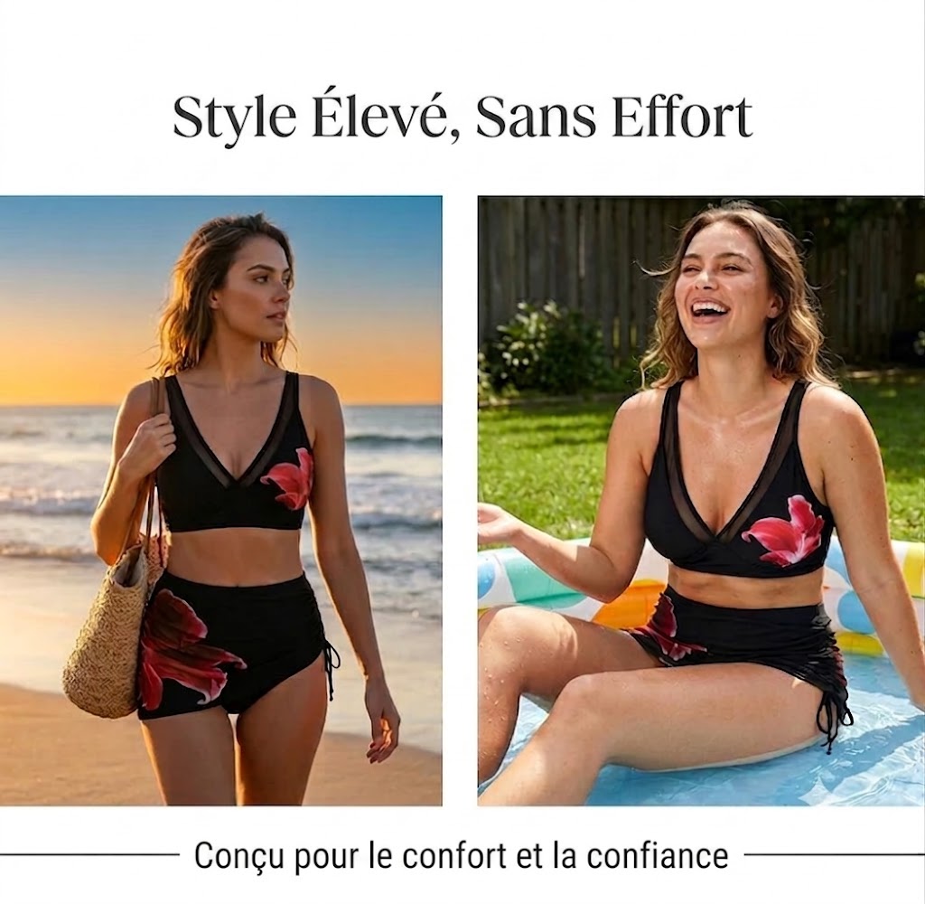 👙🌊 Bikini cache-cœur au design en forme de poisson – Avec cordon de serrage, véritable style estival