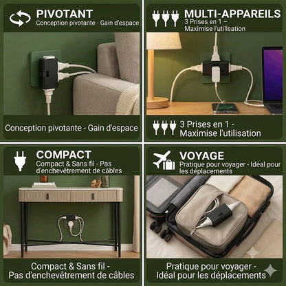 🔌 Multiprise rotative – La solution pratique pour les espaces restreints