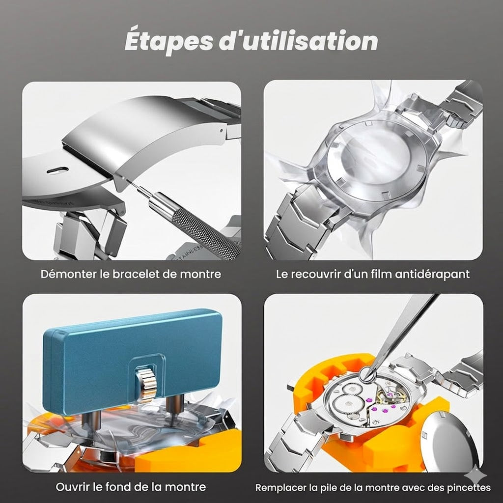 Kit de réparation de montres professionnel