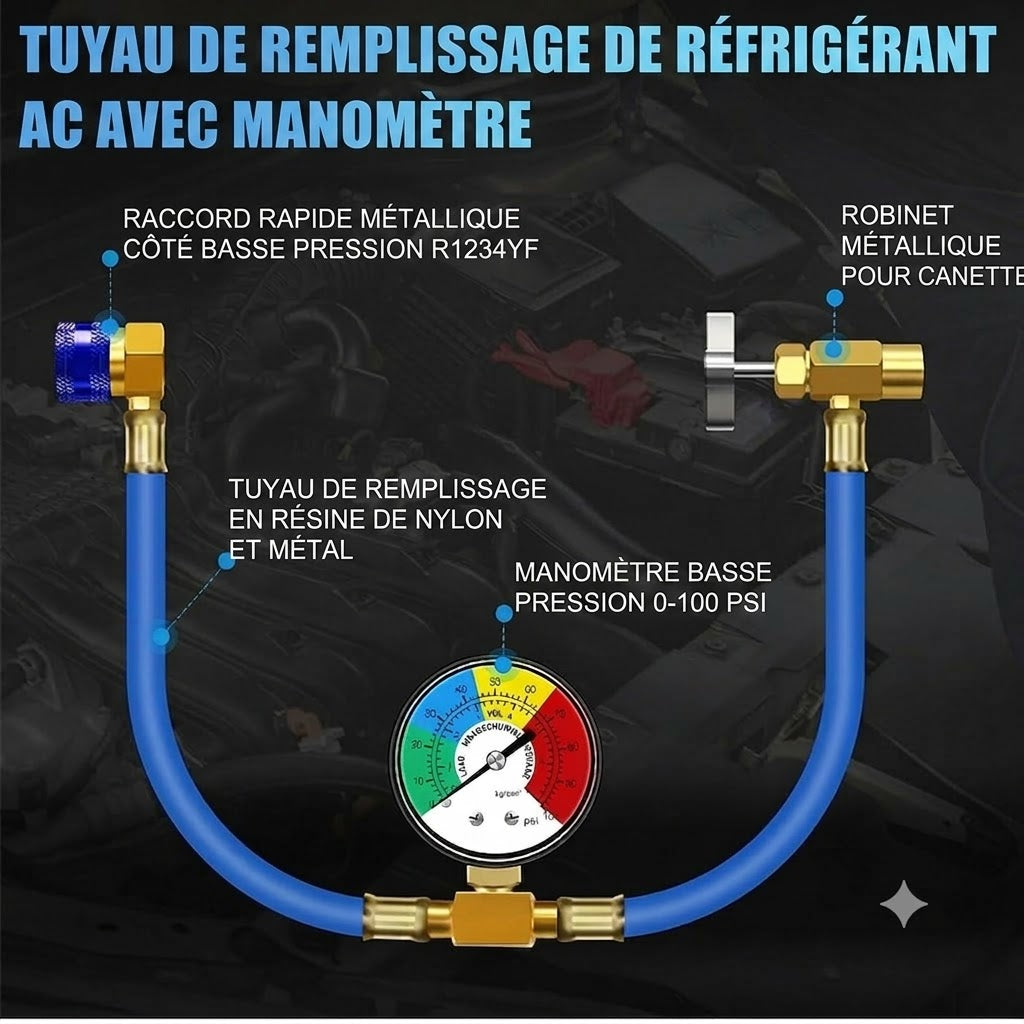 Flexible de remplissage de liquide de refroidissement / Flexible de charge de fluide frigorigène