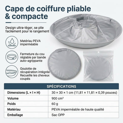 Cape de coupe imperméable avec récupérateur de cheveux – Cape parapluie pliable pour coiffure à domicile