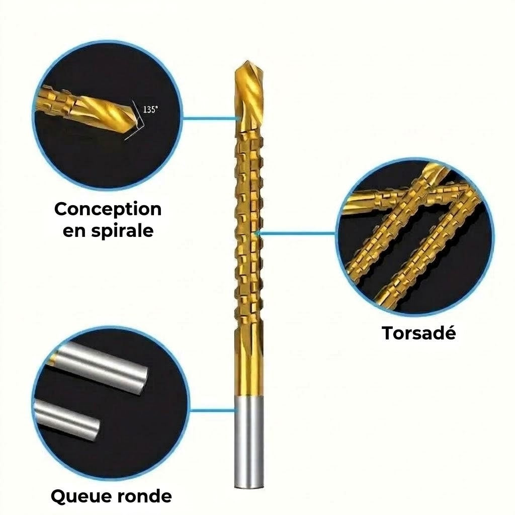 Coffret de forets revêtus de titane – Forets à métaux HSS durables pour bois, plastique et métal