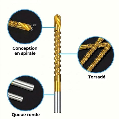 Coffret de forets revêtus de titane – Forets à métaux HSS durables pour bois, plastique et métal
