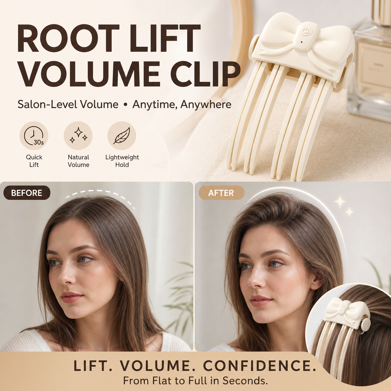 📢📢 50% DE RÉDUCTION !! ⏰ Pince chauffante sans fil pour racines – Volume digne d'un salon, idéal pour cheveux fins et plats