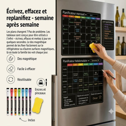 Planning familial magnétique – Agenda mensuel, hebdomadaire et quotidien