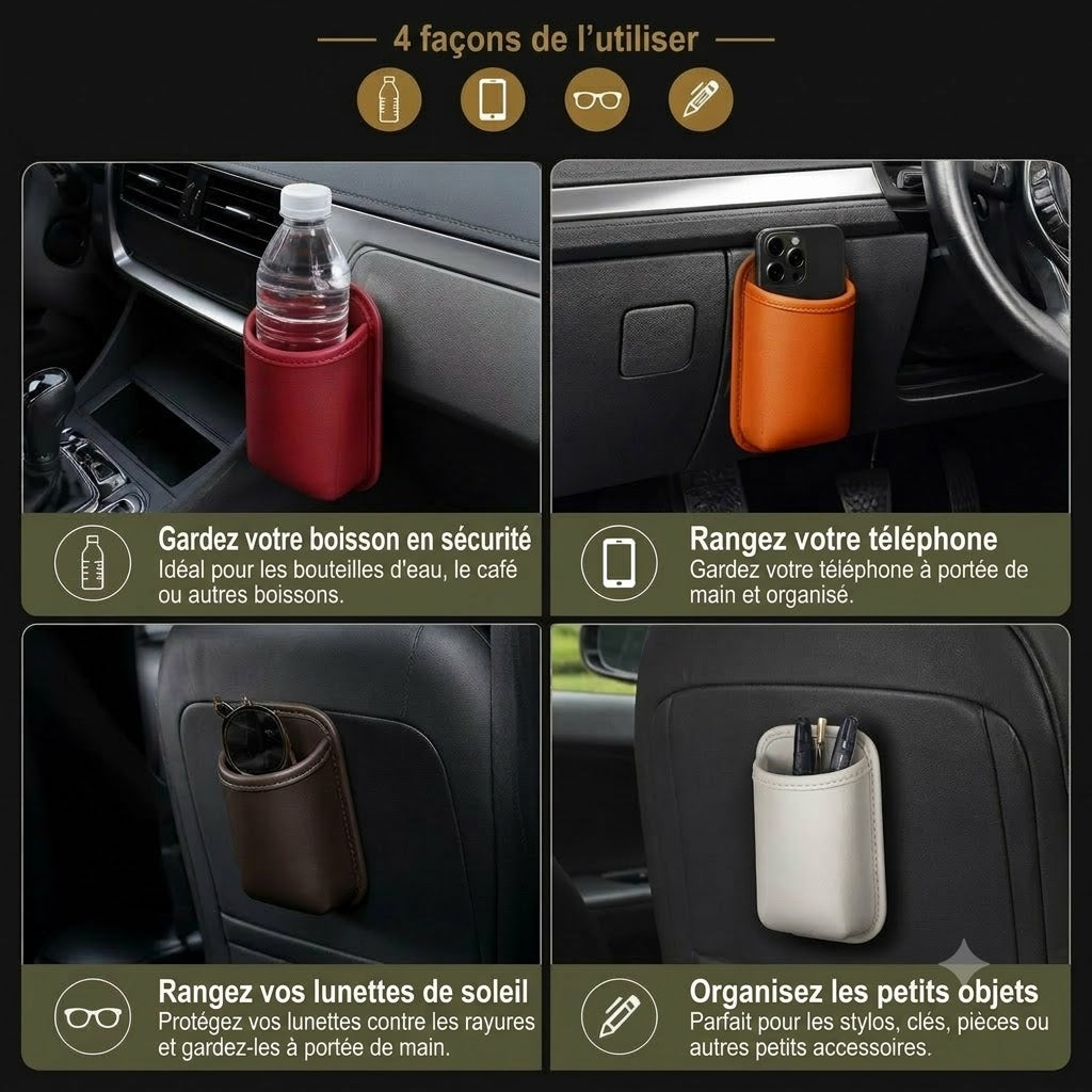 Porte-gobelet universel et support de rangement multifonction pour voiture – Espace pour bouteille et accessoires