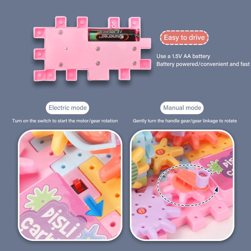 Coffret de construction éducatif : engrenages électriques