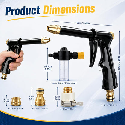 🏆 Nettoyeur haute pression / Jet haute pression 💦 Poignée ergonomique • Buse de pression – Lavage de voiture puissant 🚗 et arrosage du jardin 🌻 Facile et simple à utiliser ! 👍