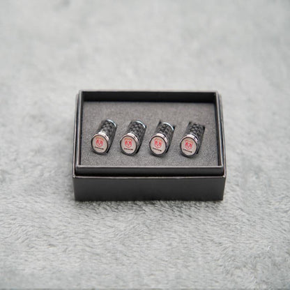 Kit de Bouchons de Valve Carbone de Luxe – Look Fibre de Carbone – Universel pour voiture, moto et vélo – Protection de roue sportive – [Lot de 4]