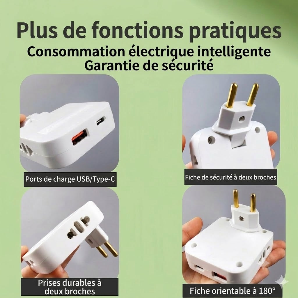 🔌 Multiprise rotative – La solution pratique pour les espaces restreints