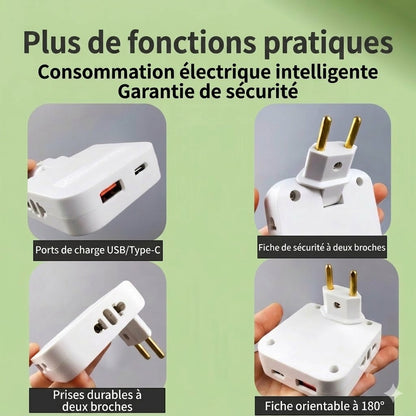 🔌 Multiprise rotative – La solution pratique pour les espaces restreints