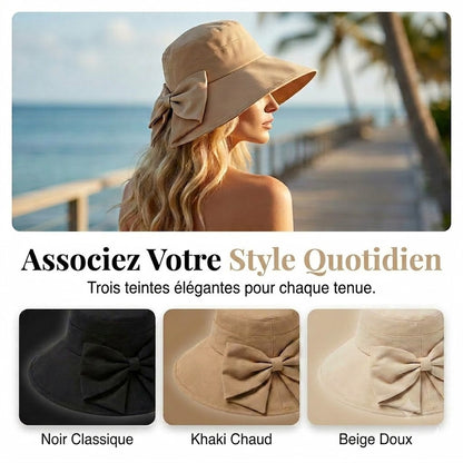 🎀 Chapeau de soleil pliable à large bord avec nœud pour femme