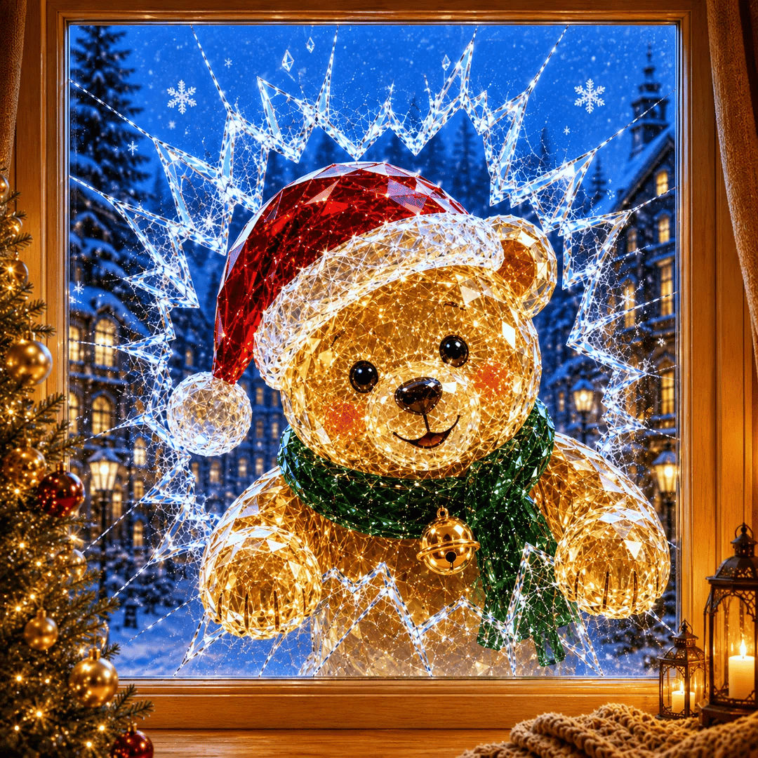 Sticker de Noël 3D effet vitre brisée