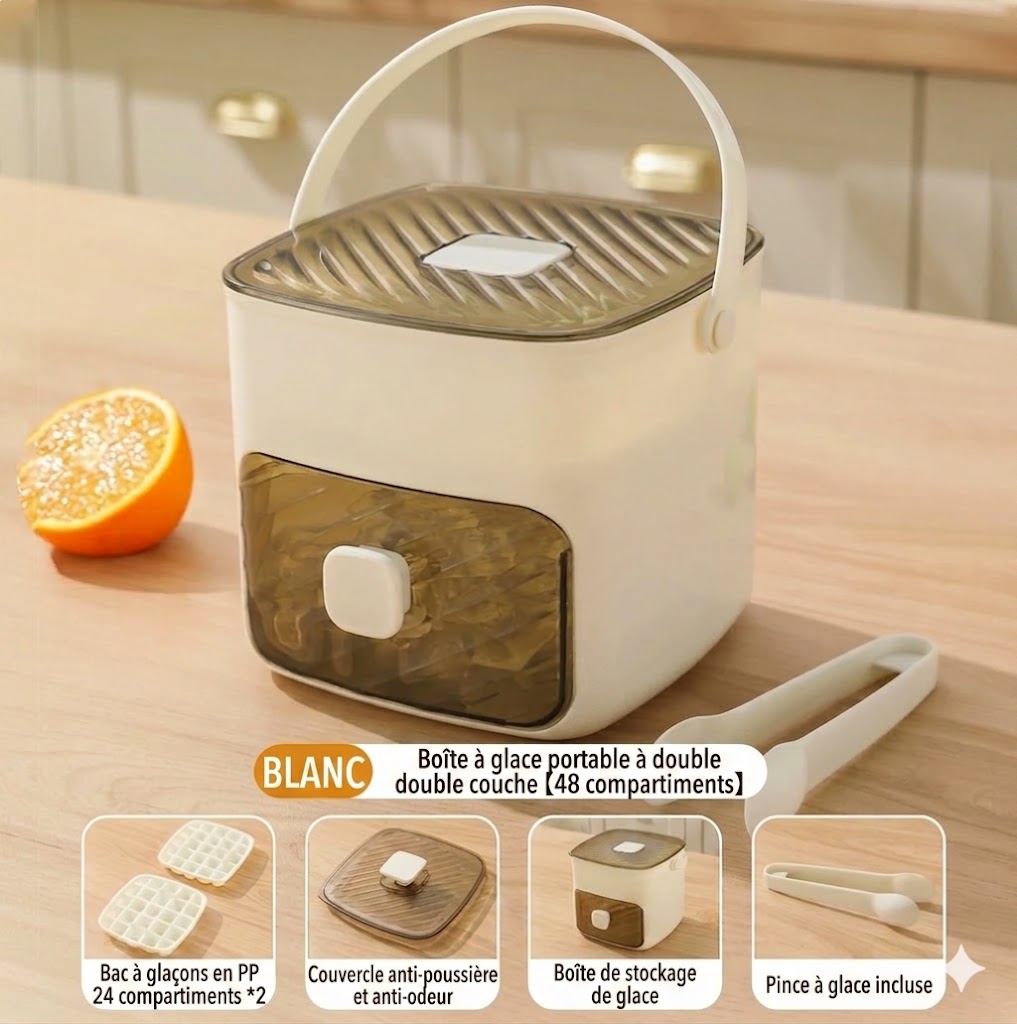 Moule à glaçons en silicone avec couvercle – Gobelet à glaçons à bouton-poussoir avec poignée de transport
