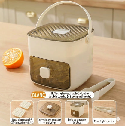 Moule à glaçons en silicone avec couvercle – Gobelet à glaçons à bouton-poussoir avec poignée de transport