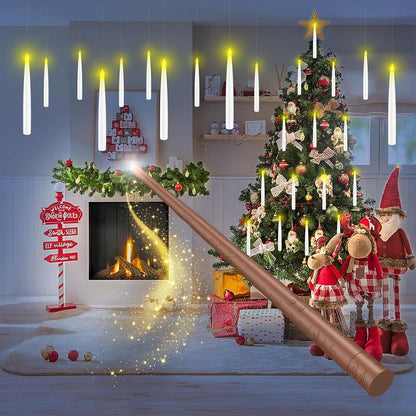 12 Bougies LED Flottantes avec Télécommande Baguette Magique – Bougies Suspendues Sans Flamme pour Décoration de Noël & Halloween