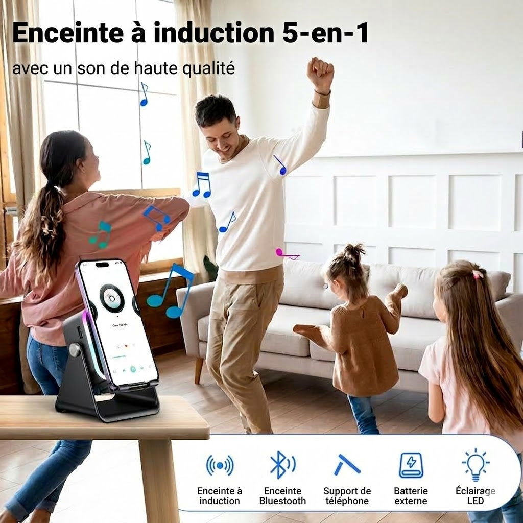 Haut-parleur à induction sans fil et support de téléphone