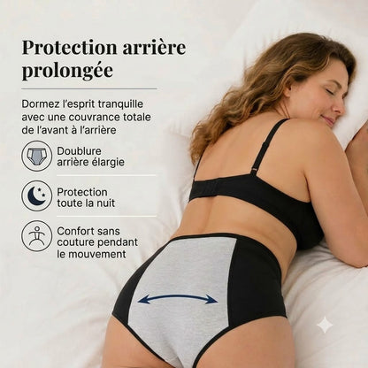 Culotte de règles étanche à taille haute avec protection avant et arrière – Protection efficace contre les fuites latérales