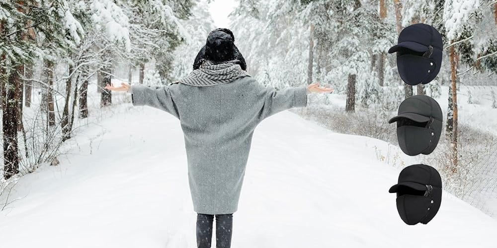 Bonnet d'hiver chaud avec protection faciale