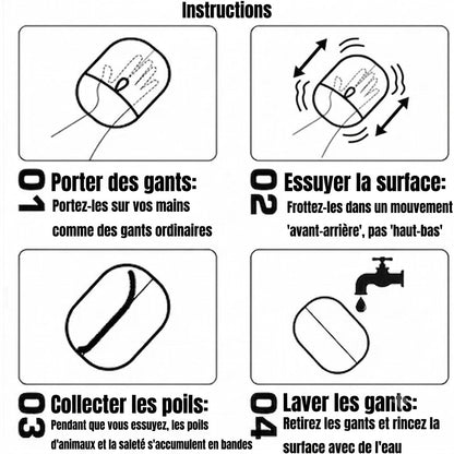 Gant d'épilation statique pour poils d'animaux